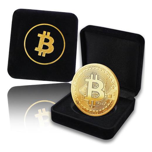 Bitcoin-Medaille in Geschenkschatulle