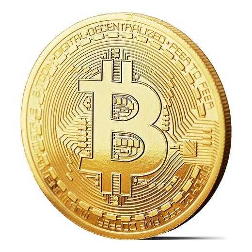 Bitcoin-Medaille, vergoldet, mit Münzkapsel